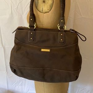Brown Suede Leather Tote